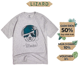Áo thun nam Lizard cotton in hoạ tiết 4SS23TS006 H19