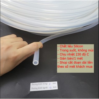 Ống silicon trong suốt không mùi chịu nhiệt độ cao ống thực phẩm nhiều kích thước (giá bán/1 mét)