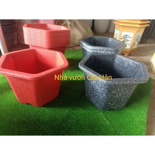 Chậu nhựa lục giác 380 hàng công ty 28x22cm