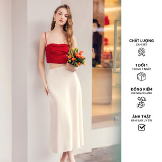 Chân váy midi tafta kem nhũ xéo canh 411sk2006 adore dress