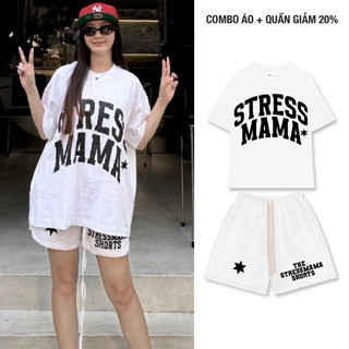 Áo Thun THE XIDE in chữ STRESS MAMA mã 10 Chính Hãng Unisex Form Rộng Oversize Premium Cotton 100% 270gsm
