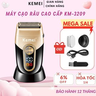 Máy cạo râu KM-3209, Cạo râu mini cao cấp có màn led hiển thị pin chống nước
