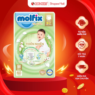 Tã Quần Molfix Thiên Nhiên Bỉm Quần Cho Bé Sợi Tre Khô Thoáng Bông Organic Mềm Mại Thấm Hút Tốt M60 - Bibomart