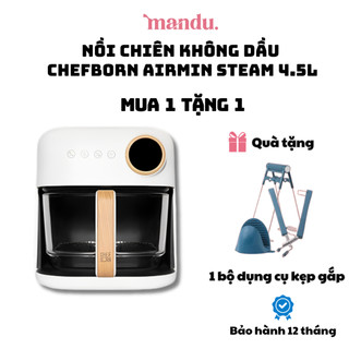 Nồi chiên không dầu hơi nước Chefborn 4.5L Hàn Quốc, khay thủy tinh, thiết kế sang trọng, hiện đại