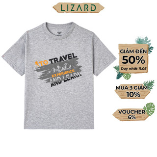 Áo thun nam Lizard 100% cotton in họa tiết chữ To Travel, To Experience and Learn 4SS23TS006 - H27