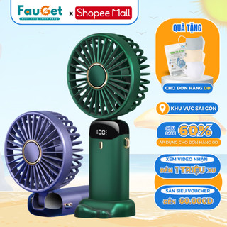 Quạt Cầm Tay Mini Gấp Gọn FAUGET Với 5 Cấp Độ Gió Sạc Pin Tiện Dụng, Dung Lượng Pin 6000mAh Đèn Led Hiển Thị % Pin