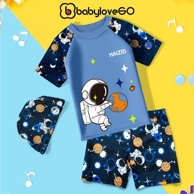 Đồ bơi cho bé BabyloveGO set đồ bơi kèm mũ liền thân hoạ tiết siêu xinh cho bé 10-40kg