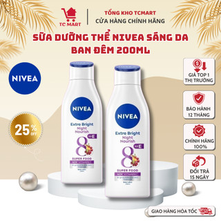 Sữa Dưỡng Thể NIVEA Sáng Da Ban Đêm 200ml - Giúp phục hồi làn da hư tổn và nuôi dưỡng làn da tươi sáng