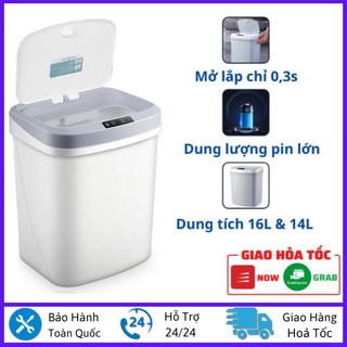 Thùng rác cảm ứng thông minh dung tích 16 LIT-Chế độ đóng mở tự động chỉ trong 0.3 giây-Hoàn toàn chống nước-Có đèn led