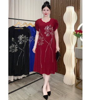 Đầm Lụa Trung Niên cho mẹ-Đầm Trung Niên Cao cấp đá bigsize 45-80kg
