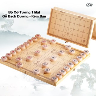  Cờ Tướng 1 Mặt. Bộ Cờ Tướng Bằng Gỗ Bạch Dương - Kèm Bàn. Kích thước 36 * 39cm 