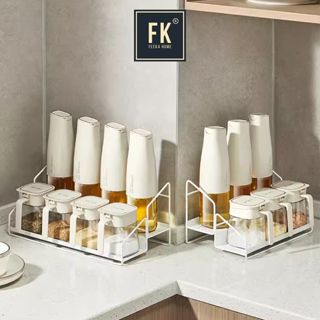Kệ đựng gia vị nhà bếp FEEKA thiết kế đơn giản, giá để hũ gia vị 2 tầng màu trắng sang trọng