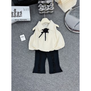 Set áo sơ mi sát nách kèm quần legging cho bé gái