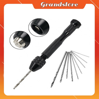 Bộ khoan mini cầm tay kèm 10 mũi khoan, máy khoan quay tay diy thủ công đục lỗ nhỏ gỗ nhựa bàn trang sức đất sét mô hình