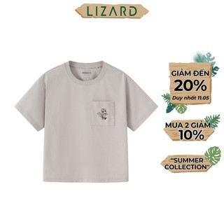 Áo Thun T-shirt Lizard trẻ em có túi màu xám -  6SS24TS070