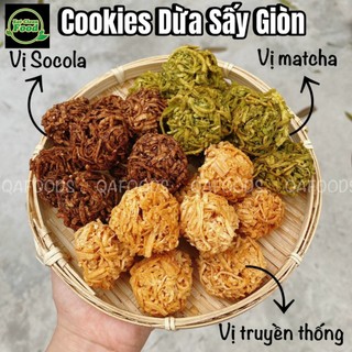 Bánh Cookies Dừa Sấy Giòn Keto không đường mix 3 vị socola matcha ăn kiêng giảm cân ăn vặt healthy hộp 200gram 