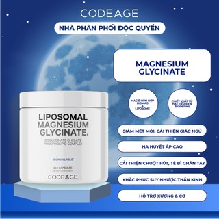 Viên uống tăng hiệu suất thể thao, cải thiện chức năng hệ thần kinh Codeage - Liposomal Magnesium Glycinate 240 viên