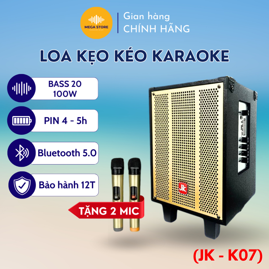 [K07] Loa Kéo Karaoke JK Bass 20 - 100W Loa Karaoke Mini Bluetooth Mang Đi Du Lịch, Đi Biển, Dã Ngoại Gia Đình