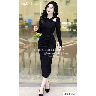  MDU3826 Váy thiết kế thanh lịch dáng ôm body, chất xốp nhăn mềm mại, co giãn nhẹ, sang chảnh, đứng form