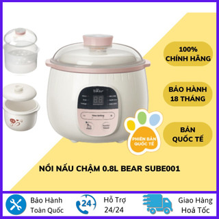Nồi nấu cháo chậm cách thủy 0.8L bear SUBE001-Bản quốc Tế,giữ lại toàn bộ dưỡng chất trong thực phẩm cho bé hấp thụ