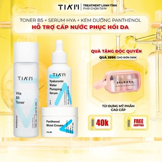 Bộ Ba Cấp Nước, Phục Hồi Da Toner B3, Serum Hyaluronic Water Plumping 40ml, Kem Tia’m Panthenol Moist Cream 50ml