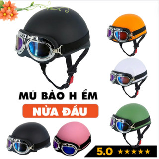 Mũ Bảo Hiểm Nửa Đầu , Nón Bảo Hiểm Nhám Kèm Kính Thời Trang Tùy Chọn Theo Phân Loại SIEU HOT