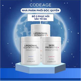 Bộ ba CODEAGE phục hồi sắc tố da LIPOSOMAL GLUTATHIONE + LIPOSOMAL VITAMIN C + SKIN PROBIOTIC