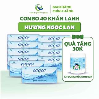 Combo 40 Khăn lạnh Wow hương hoa ngọc lan, làm sạch, khử mùi, vải không dệt cao cấp