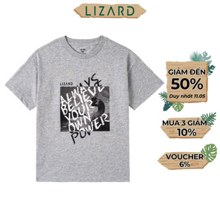 Áo thun bé trai Lizard 100% cotton in họa tiết chữ Always Believe Your Own Power - 4SS23TS006-H26