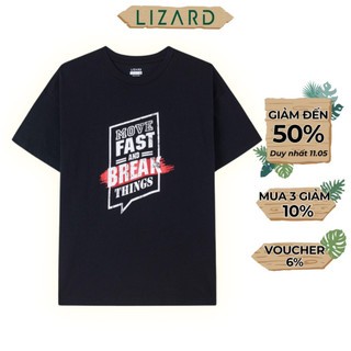 Áo thun nam Lizard cotton in hoạ tiết in hình họa tiết chữ Move Fast & Break Things 5SS23TS006