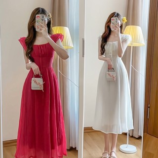 Váy maxi đi biển tay cánh tiên, Đầm dáng dài tay cánh phong cách tiểu thư CHANGSTORE - V189