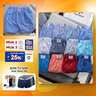 Bộ 3 quần đùi caro nam mặc nhà có túi hai bên SPMQDCR03 giao màu ngẫu nhiên - PigoFashion