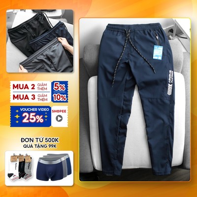 Quần dài thể thao nam túi khóa 2 bên, dây rút lưng quần, chất dù co giãn SPMFP02 PigoFashion