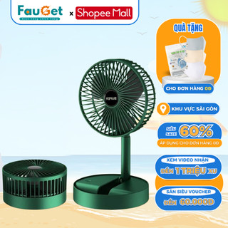 Quạt Mini Tích Điện FAUGET Để Bàn Gấp Gọn Kéo Dài Sạc Pin 3 Cấp Độ Gió Xoay 360 Độ Dung Lượng Pin Cao Bảo Hành 12 Tháng