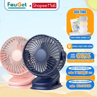 Quạt Tích Điện Mini FAUGET Kẹp Bàn Sạc Pin Tích Điện 3 Cấp Độ Gió Xoay 720 Hoạt Động Êm Ái Không Ồn Bảo Hành 12 Tháng.