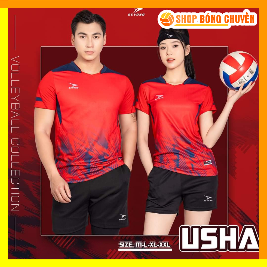 Bộ Quần Áo Bóng Chuyền Nam Nữ Beyono Usha, Áo Bóng Chuyền Beyono Thể Thao Chất Liệu Vải Mè