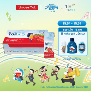 Thùng 48 hộp sữa trái cây TOPKID hương dâu tự nhiên TH True Juice Milk 180ml