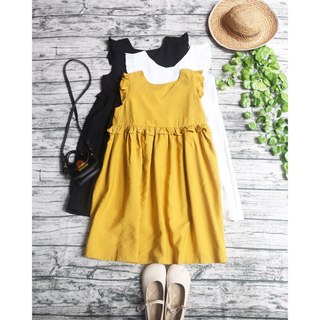 Váy babydoll cổ v phối viền nhún