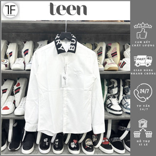 Áo Sơ Mi Nam Nữ Màu Trắng Dài Tay Dệt Cổ Chữ BBR Thêu Cao Cấp Loại 1