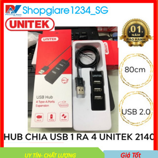 Hub USB 2.0 UNITEK 1 Ra 4 Cổng (Đen,Trắng) - Dây Dài 80cm UNITEK Y-2140 - Chính Hãng 100%