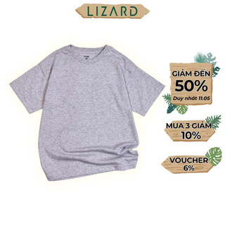 Áo thun trơn nam Lizard cotton màu xám đậm 4SS23TS006-1