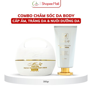 Combo tắm trắng & dưỡng trắng da toàn hân: Kem body mềm + Tắm trắng mềm - Trắng sáng tự nhiên 300g