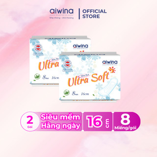  Combo 2 Băng vệ sinh Aiwina siêu mềm hằng ngày 16cm gói 8 miếng