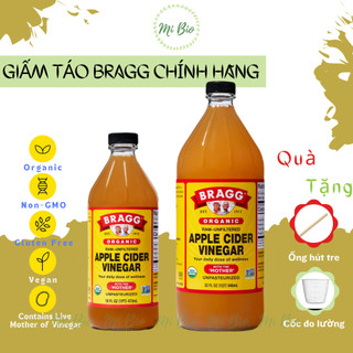 Giấm táo hữu cơ có giấm mẹ Bragg chai 473ml và 946ml - Raw Apple Cider Vinegar