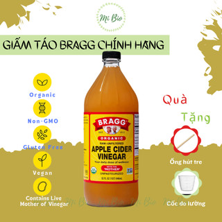 Giấm táo hữu cơ (có giấm mẹ) Bragg 946ml - Raw Apple Cider Vinegar