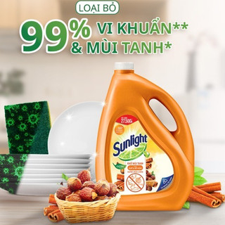 Nước rửa chén Sunlight Quế & Bồ Hòn Chai 3.6
