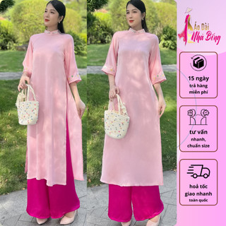 Áo dài nhà bống - áo dài cách tân from rộng phối thêu nhẹ nhàng ad039