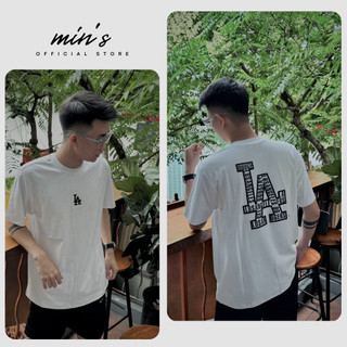 Áo Thun MLB Chữ LA Form Rộng Unisex Chất Cotton 2 Chiều Dày Dặn Mẫu Mới Nhất 2024, Áo Phông Nữ Form Rộng Tay Lỡ
