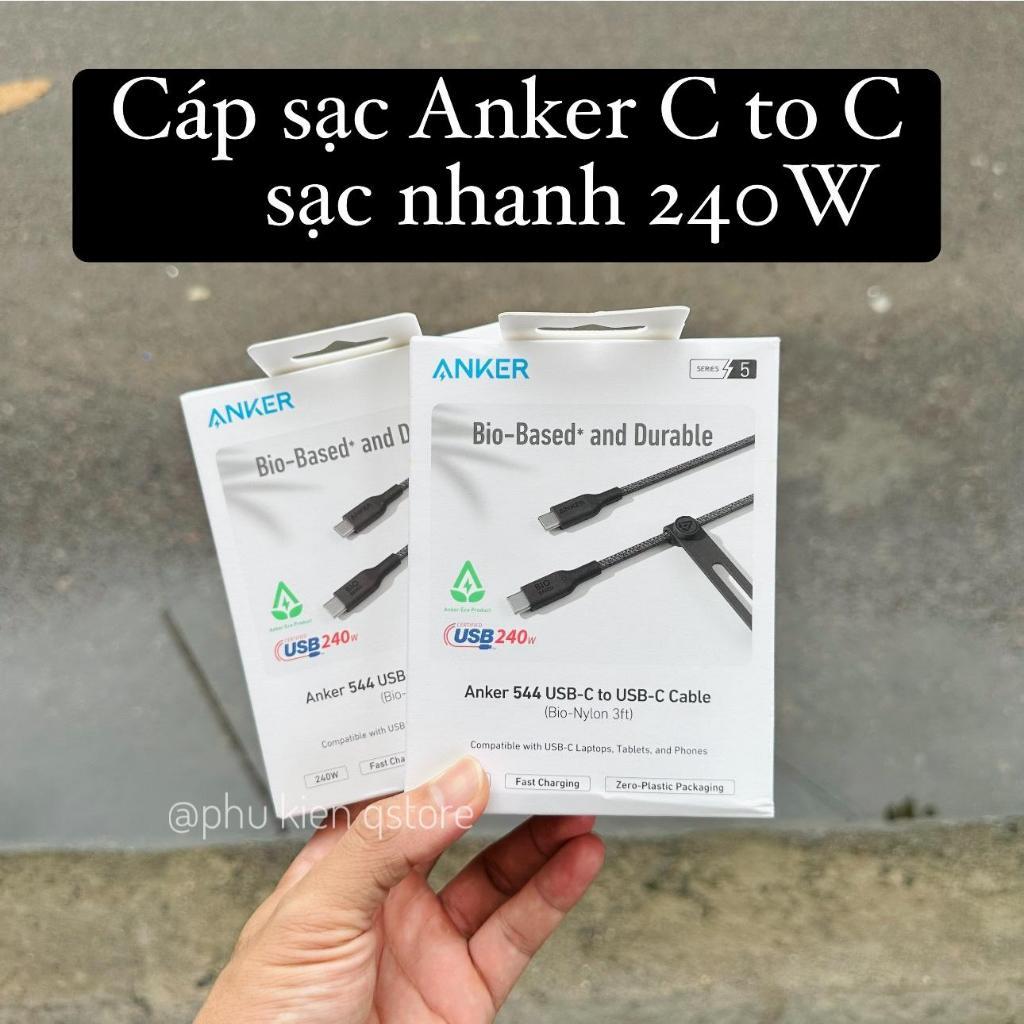Cáp sạc Anker C to C sạc nhanh 240W, bọc dù siêu bền, BH 12 tháng (Anker A80F5)