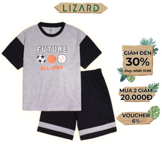 Bộ quần áo cộc tay bé trai Lizard cotton họa tiết năng động - 4SP23T036
